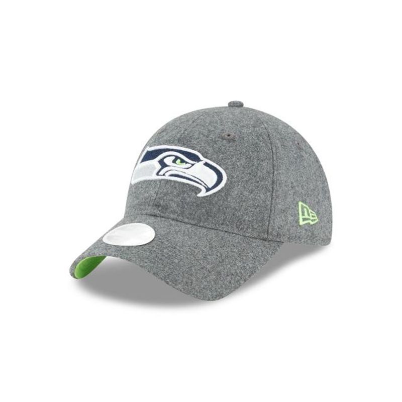 NFL Seattle Seahawks Womens Melton Wool 9Twenty Adjustable (PJR1870) - Grey New Era Caps